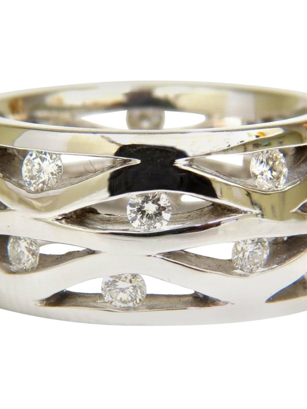 18KT .75CT DIAMOND 3D CHANNEL WAVE WIDE BAND 10.50MM SIZE 6.5 10067*
